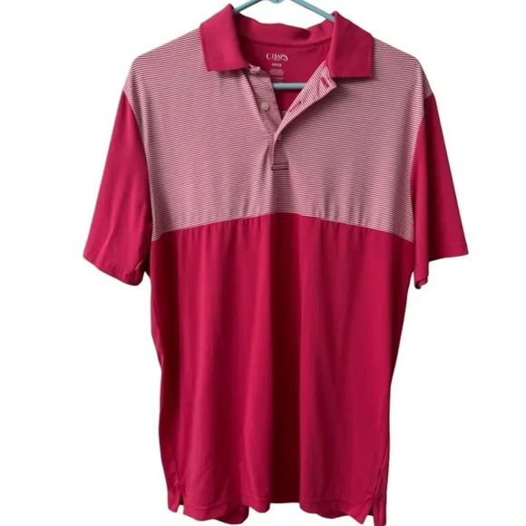 Chaps Golf Hot Pink and White Stripped Short Sleeve Polo size S - Picture 1 of 4